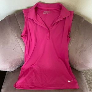 Nike Golf Dri Fit Sleeveless Hot Pink Polo Sz S